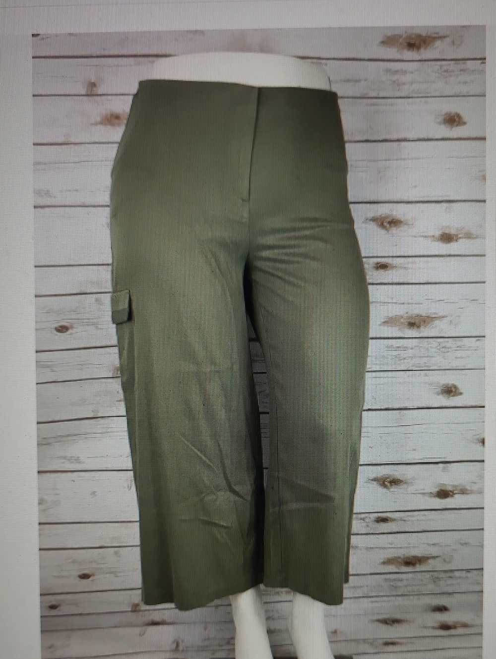 Rafaella Olive Cropped Wide-Leg Cargo Pants